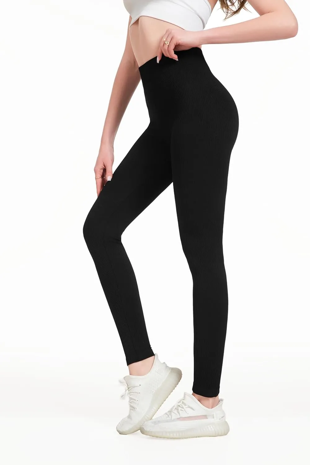 just one Womens High-Waisted Leggings; Coordinated 4-Pack Designs for Workout, Lounging, and Everyday Comfort.
