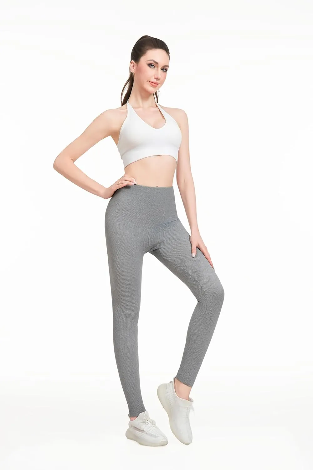 just one Womens High-Waisted Leggings; Coordinated 4-Pack Designs for Workout, Lounging, and Everyday Comfort.