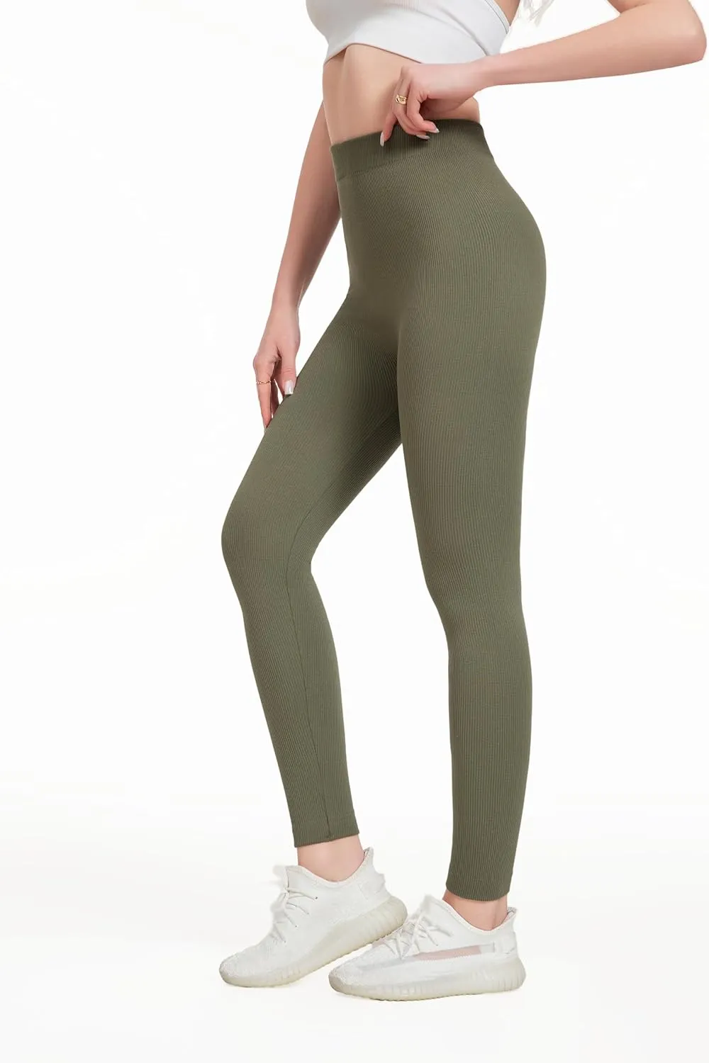 just one Womens High-Waisted Leggings; Coordinated 4-Pack Designs for Workout, Lounging, and Everyday Comfort.