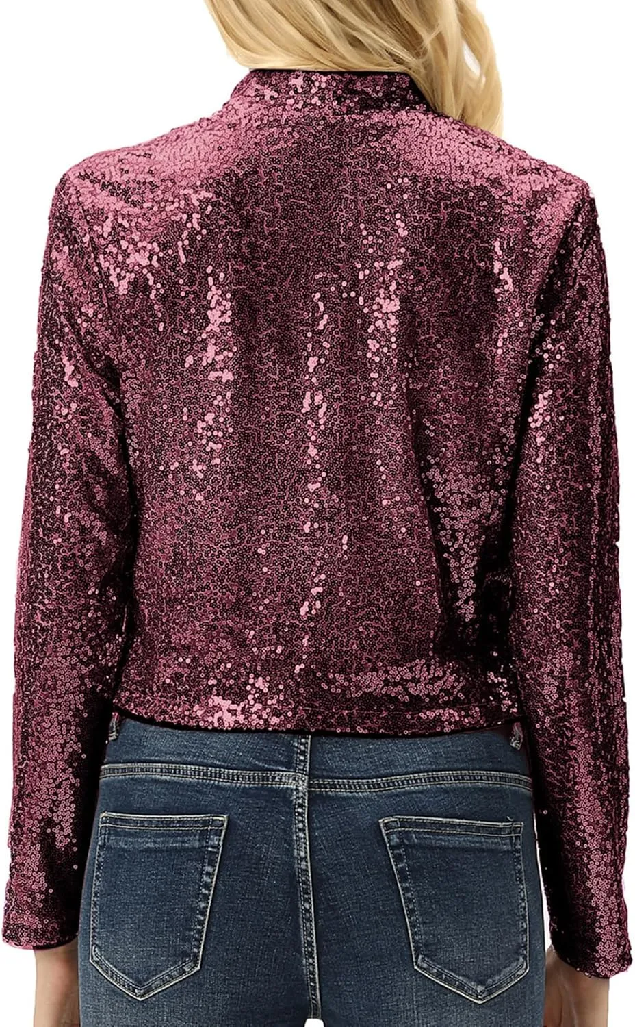 KANCY KOLE Women's Sequin Shrug Long Sleeve Open Front Cropped Bolero Jackets S-XXL