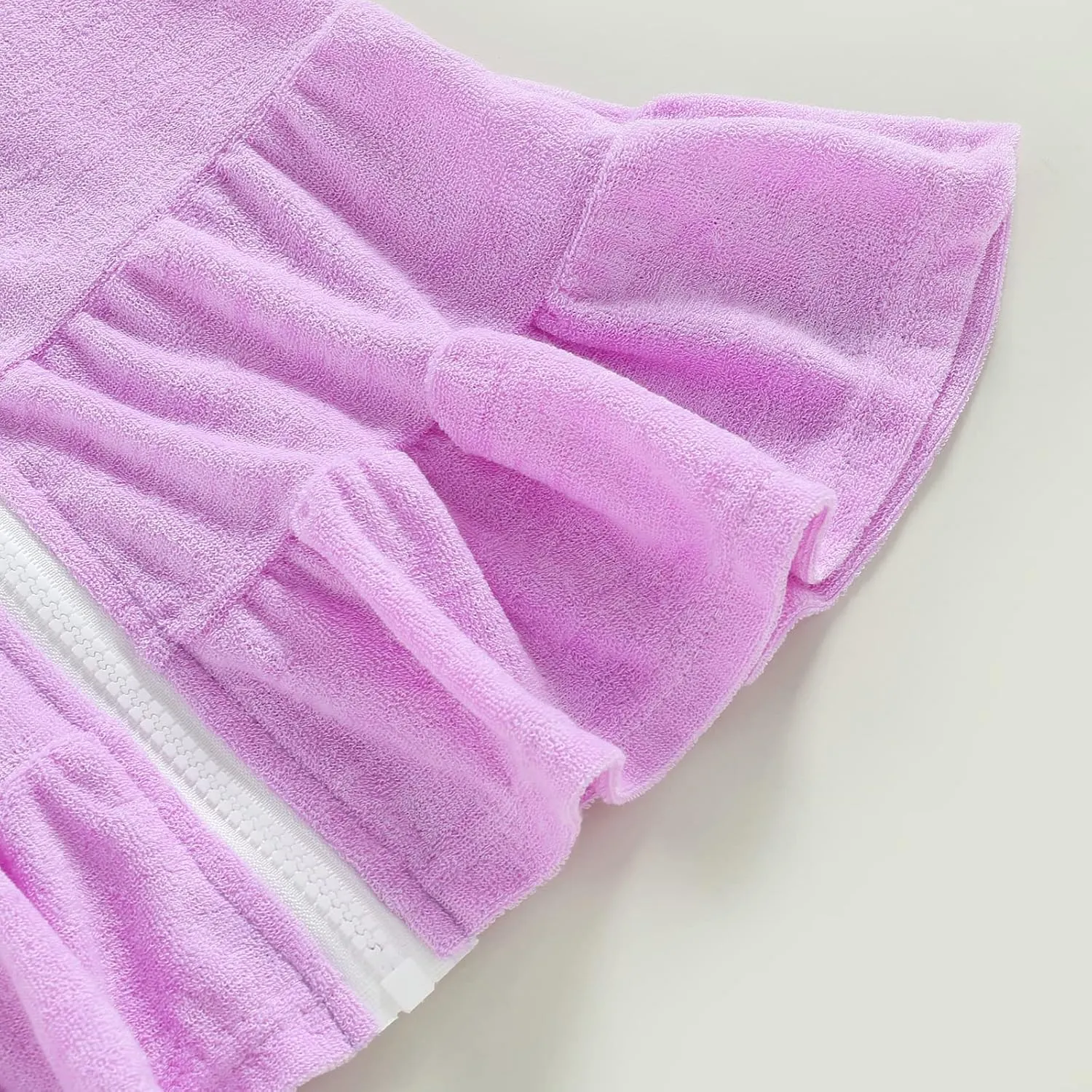 Kid Girls Swim Cover Up Kid Hooded Zip-Up Terry Swimsuit Coverup Towel Bathing Suit Bathrobe Pool Beach Robe Dress