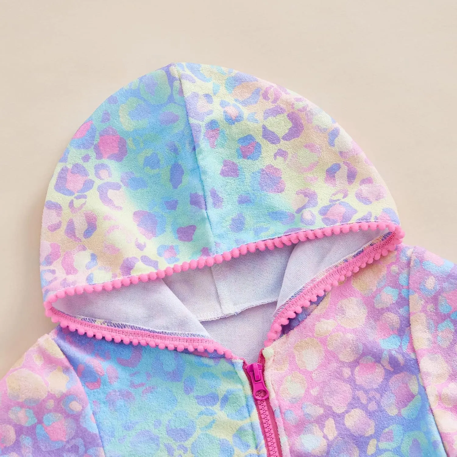 Kid Girls Swim Cover Up Kid Hooded Zip-Up Terry Swimsuit Coverup Towel Bathing Suit Bathrobe Pool Beach Robe Dress