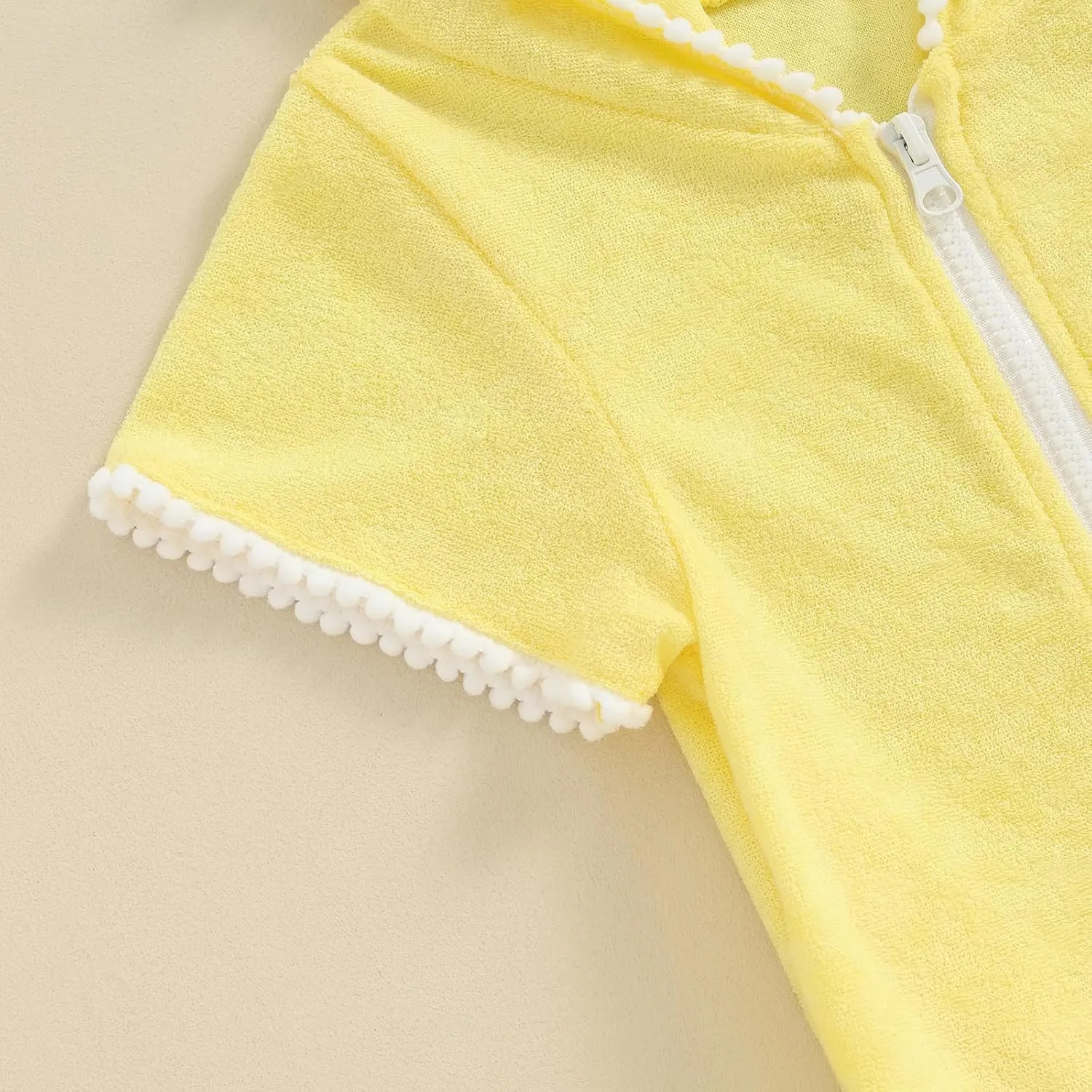 Kid Girls Swim Cover Up Kid Hooded Zip-Up Terry Swimsuit Coverup Towel Bathing Suit Bathrobe Pool Beach Robe Dress
