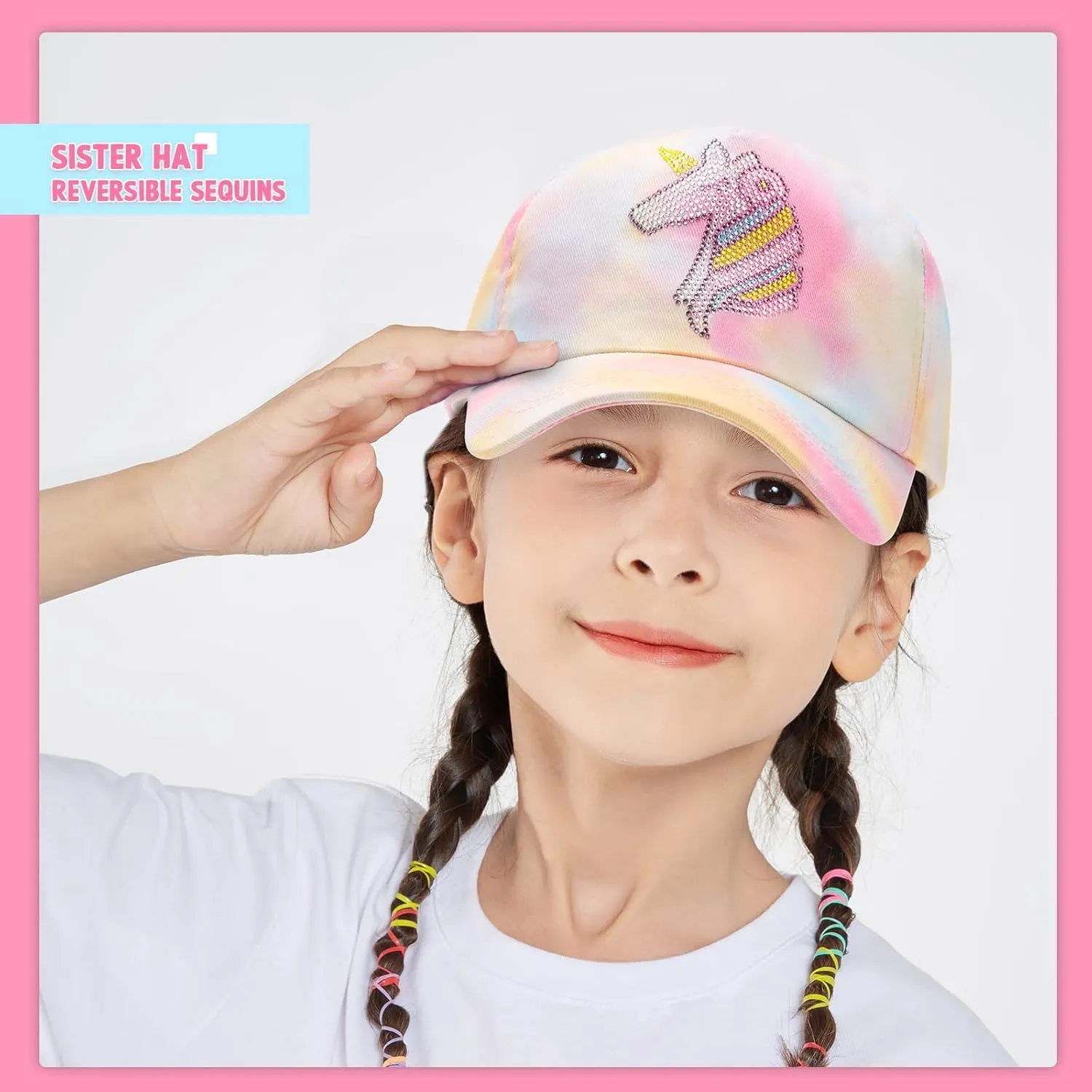 Kids Baseball Hat Unicorn Girls Baseball Cap Toddler Trucker Hat Girls Hats for Kids Ages 4-8