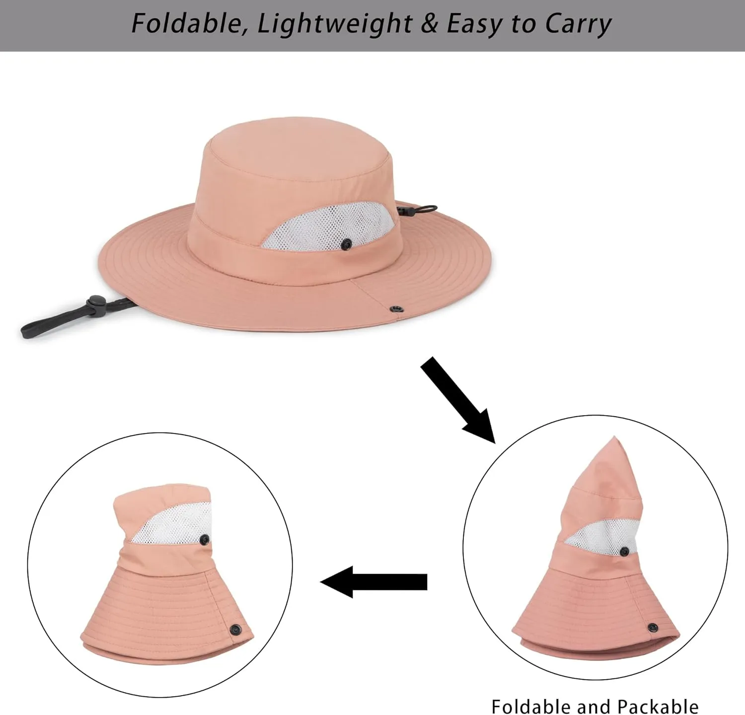 Kids Breathable Mesh Sun-Hat Fishing-Hat - Summer Outdoor Sun Protection Bucket hat Beach Hat for Girls Boys