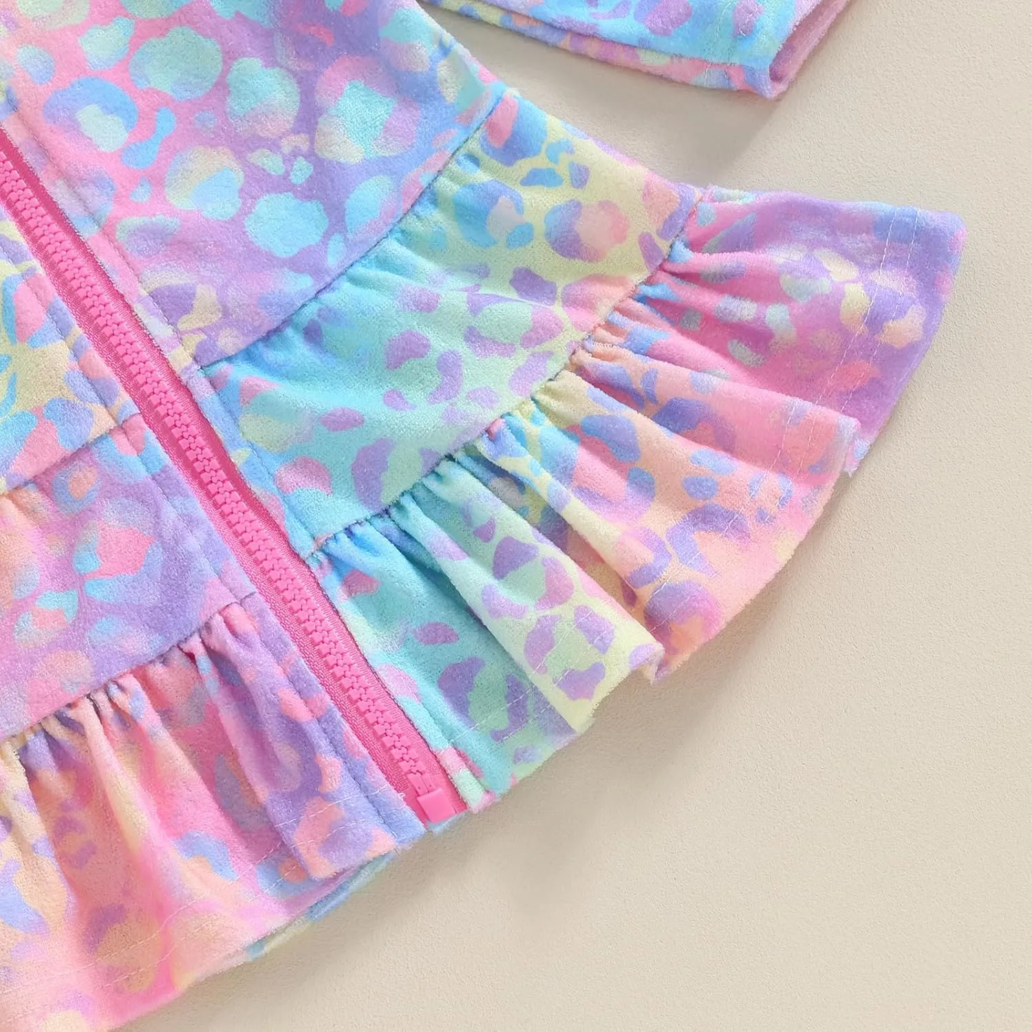 Kids Girl Swim Cover Up Hooded Zip-Up Tie Dye Terry Swimsuit Cover-ups Beach Robe Dress Bathrobe Towel Bathing Suit