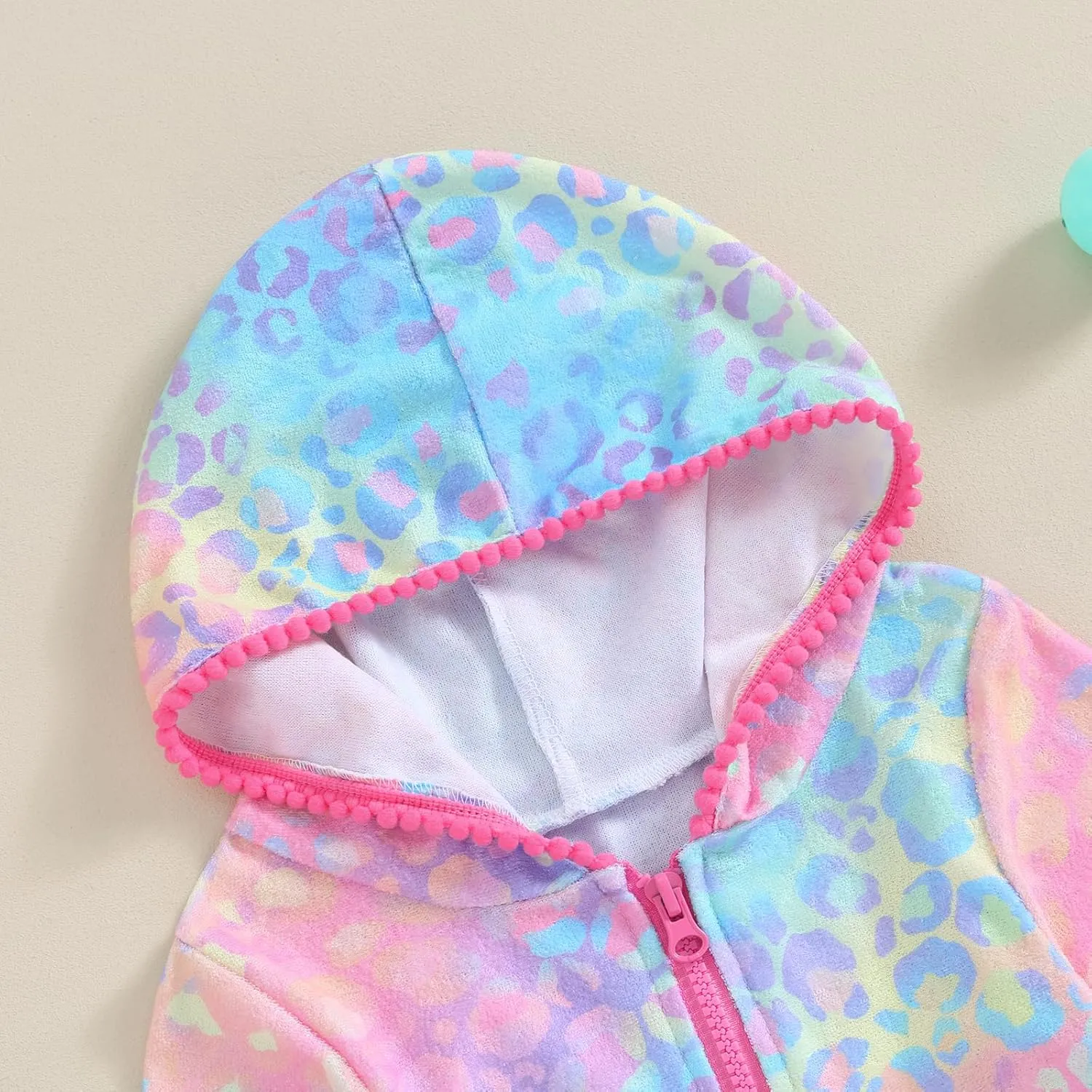 Kids Girl Swim Cover Up Hooded Zip-Up Tie Dye Terry Swimsuit Cover-ups Beach Robe Dress Bathrobe Towel Bathing Suit