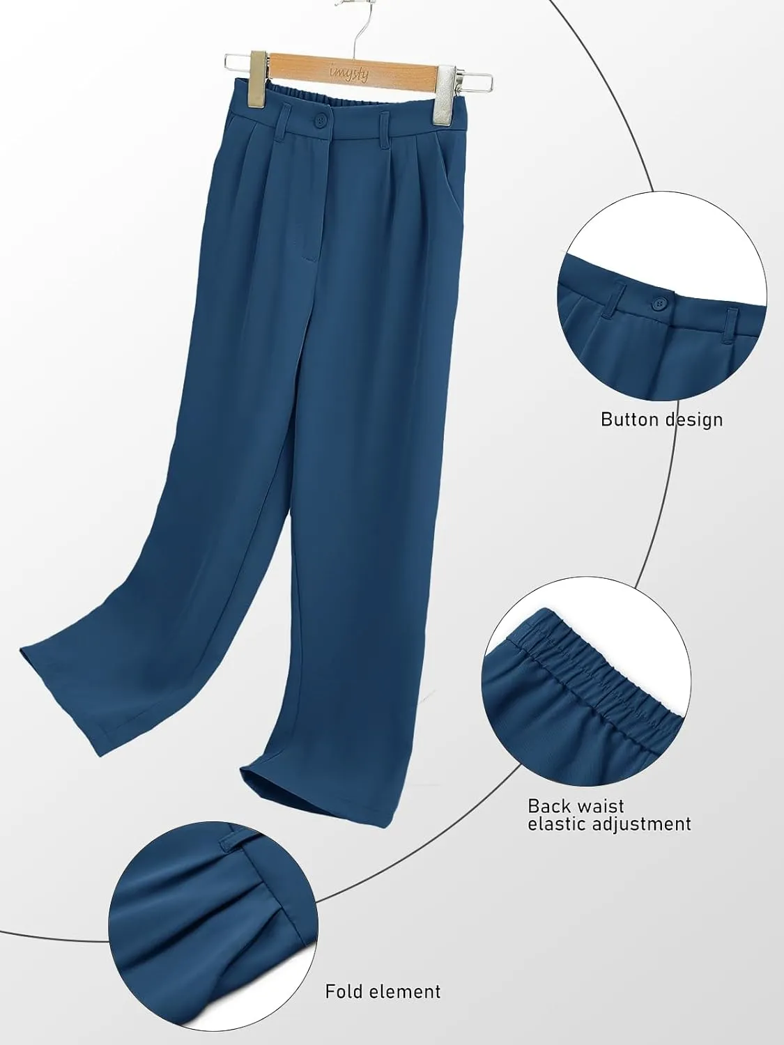 Kids Girls High Waist Wide Leg School Uniform Pants 5-14 Years