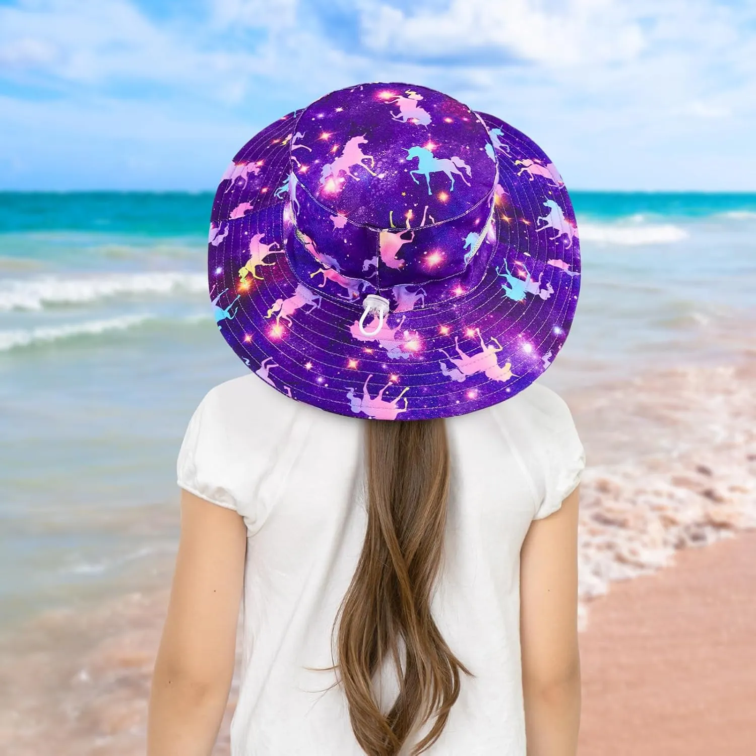 Kids Sun Hat for Girls Mesh Bucket Hat Toddler UV Protection Beach Hat Kids Foldable Fishing Hat for Girls 2-8 Years