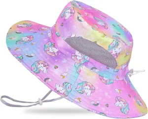 Kids Sun Hat for Girls Mesh Bucket Hat Toddler UV Protection Beach Hat Kids Foldable Fishing Hat for Girls 2-8 Years