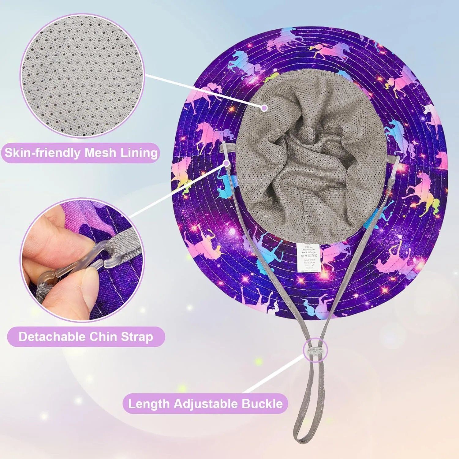 Kids Sun Hat for Girls Mesh Bucket Hat Toddler UV Protection Beach Hat Kids Foldable Fishing Hat for Girls 2-8 Years