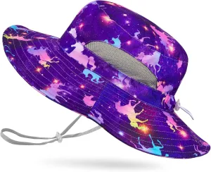 Kids Sun Hat for Girls Mesh Bucket Hat Toddler UV Protection Beach Hat Kids Foldable Fishing Hat for Girls 2-8 Years