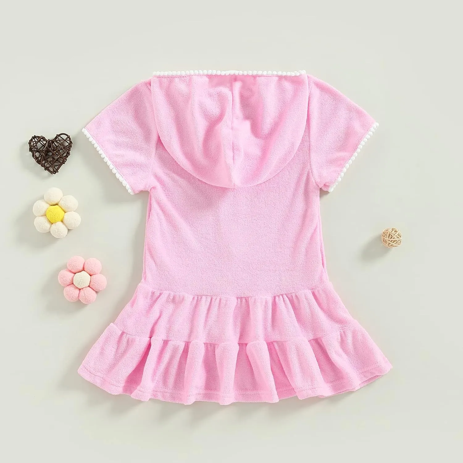 Kids Toddler Girls Swim Cover Up Zip Up Hooded Towel Terry Swimsuit Robe Pool Beach Bathing Suit Wraps Swimwear