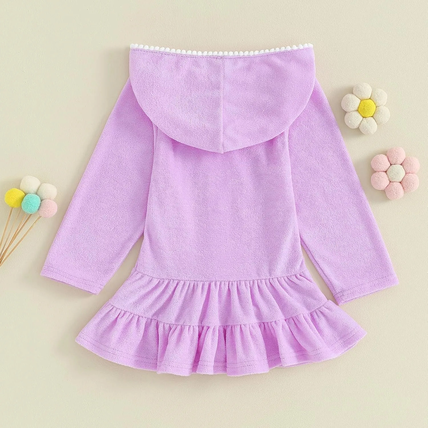 Kids Toddler Girls Swim Cover Up Zip Up Hooded Towel Terry Swimsuit Robe Pool Beach Bathing Suit Wraps Swimwear