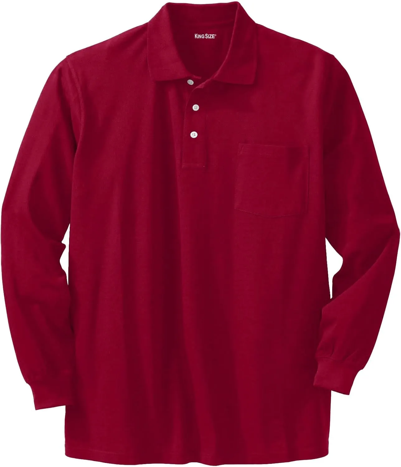 KingSize Men's Big & Tall Long-Sleeve Shrink-Less Piqu Polo