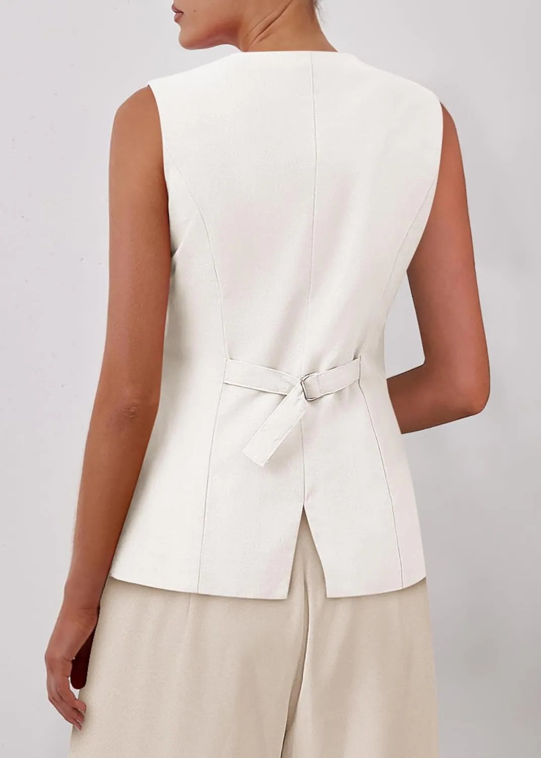 KIRUNDO Blazer Vest for Women Trendy 2025 Dressy Business Casual Summer Button Down Sleeveless Work Suit Waistcoat Tops