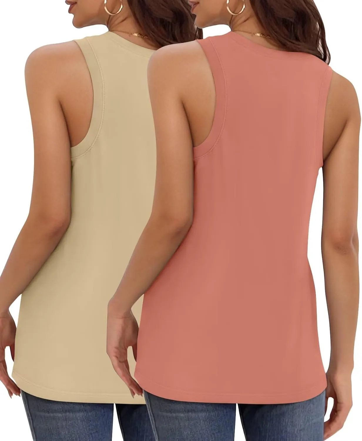 KKJ 2 Pack Womens Tank Tops 2025 Summer V Neck Sleeveless Loose Fit Casual Beach Vacation Outfits Shirt Trendy Cruise Clothes