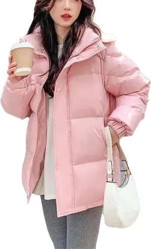 Korean Down Cotton Jacket Women Hooded Parkas Winter Padded Coat Thick Warm Loose Puffer Female Snow Wear Outwea