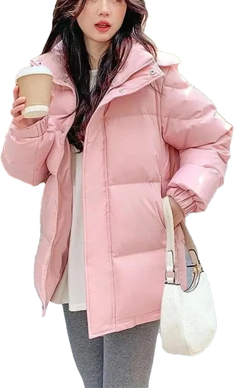 Korean Down Cotton Jacket Women Hooded Parkas Winter Padded Coat Thick Warm Loose Puffer Female Snow Wear Outwea