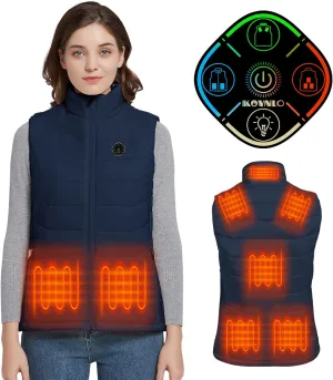 KOVNLO Womens Heated Vest, 5 in 1 Smart Controller, Lights-out Design, Electric Heated Jackets (Battery Pack Not Included)