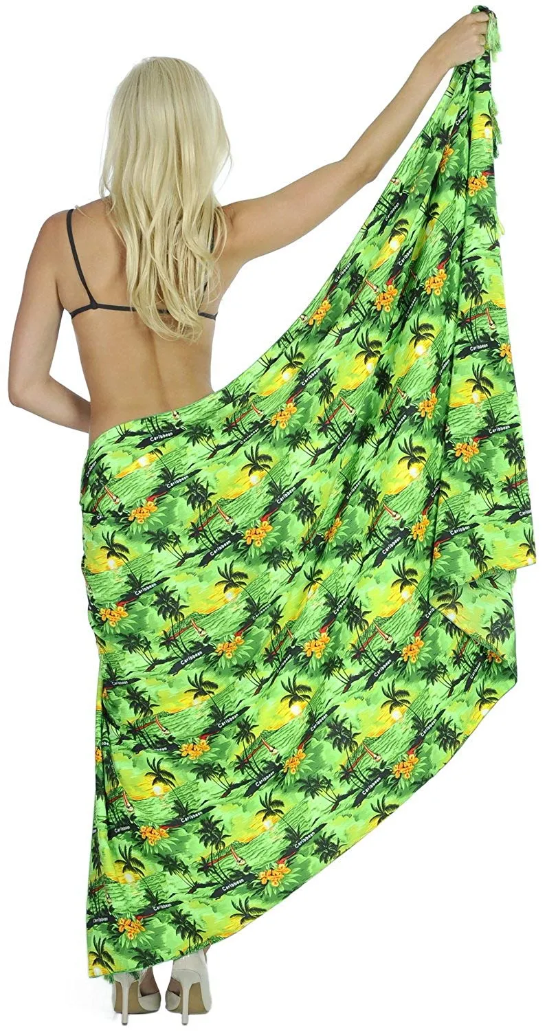 LA LEELA Beach Bikini Cover up Wrap Maxi Women Bathing Suit Sarong 24 ONE Size