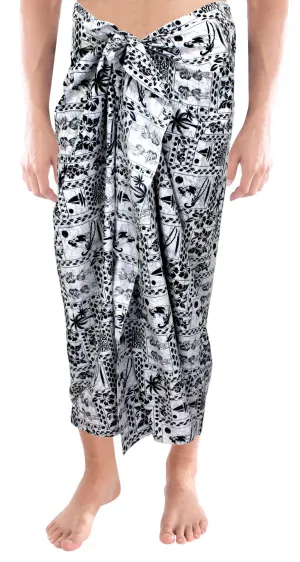 LA LEELA Men's Bath Trunk Casual Sarong Shower Wrap One Size Black