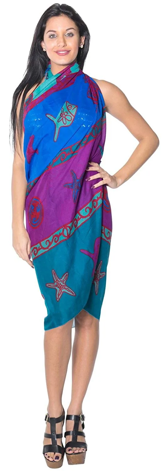LA LEELA Sarong Bathing Suit Pareo Wrap Bikini Cover ups Womens Skirt Swimsuit Swimwear