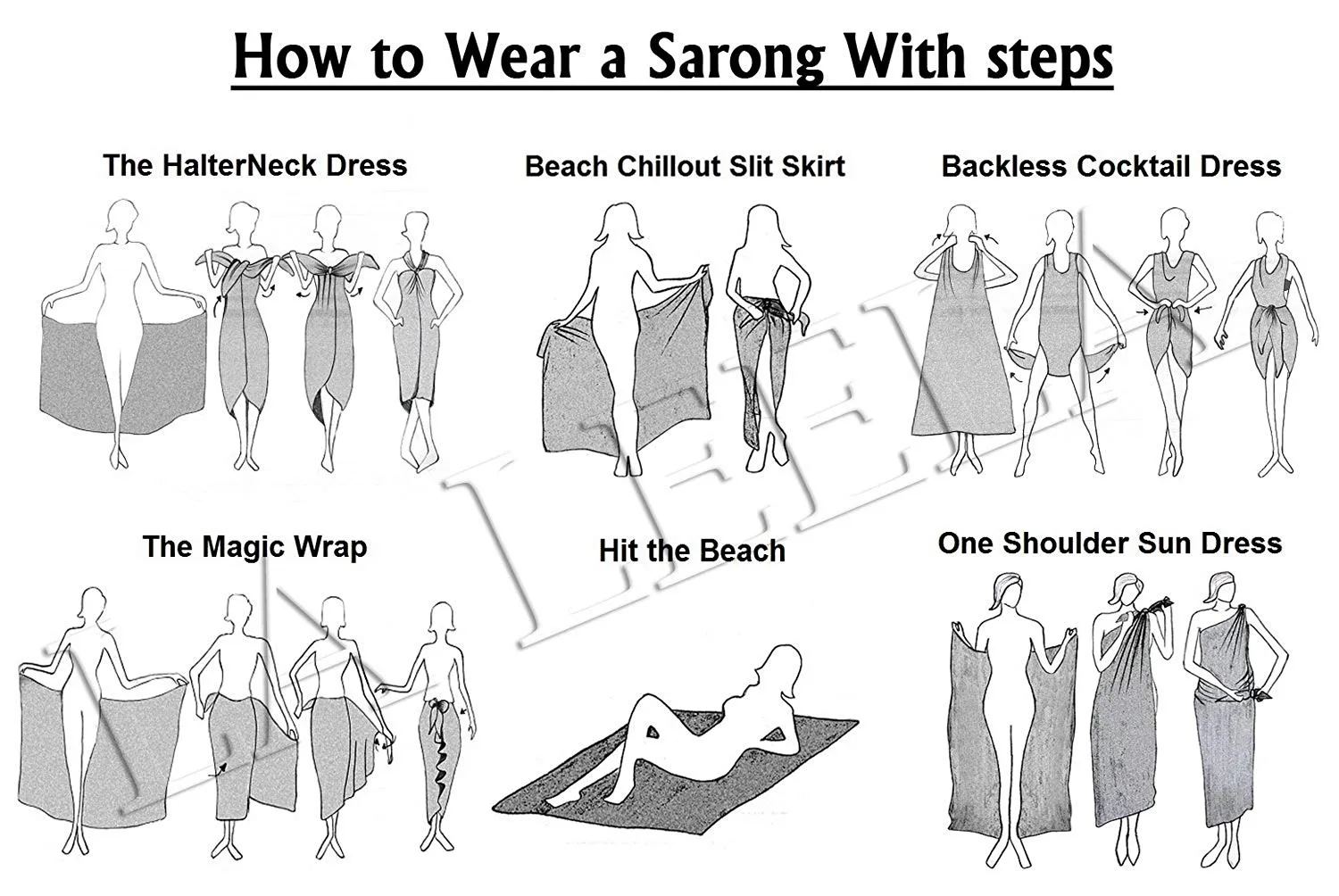 LA LEELA Sarong Bathing Suit Pareo Wrap Bikini Cover ups Womens Skirt Swimsuit Swimwear