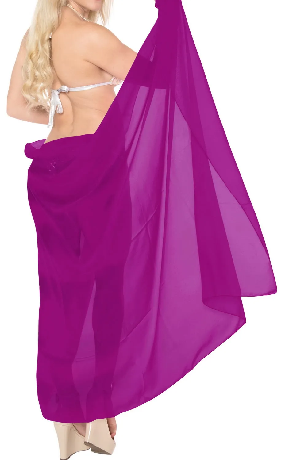 La Leela Women's Bikini Beach Wrap Hawaiian Sarong Swimming Suit Bathing Pareo Beachwear Dress Cover up Long 68"x42" Magenta 117022