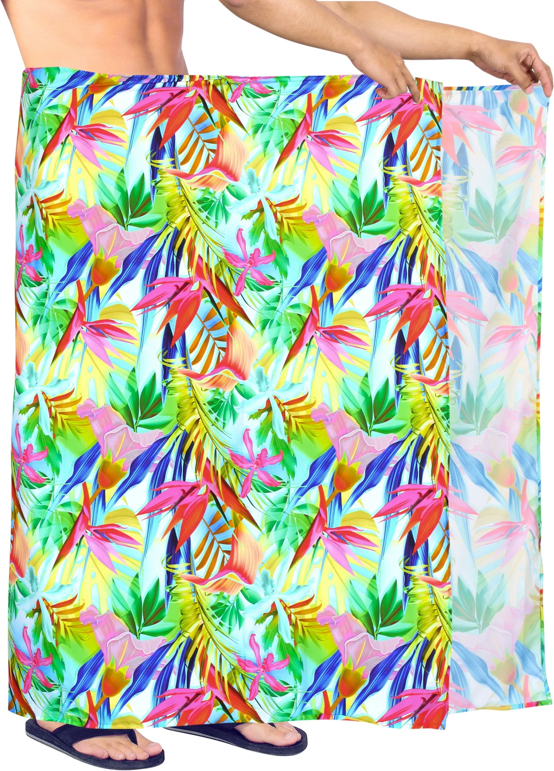 La Leela Women's Hawaiian Bikini Beach Wrap Sheer Sarong Swimming Bathing suit Beachwear Swim Dress Pareo Cover up Long 78"X42"  Green 913589