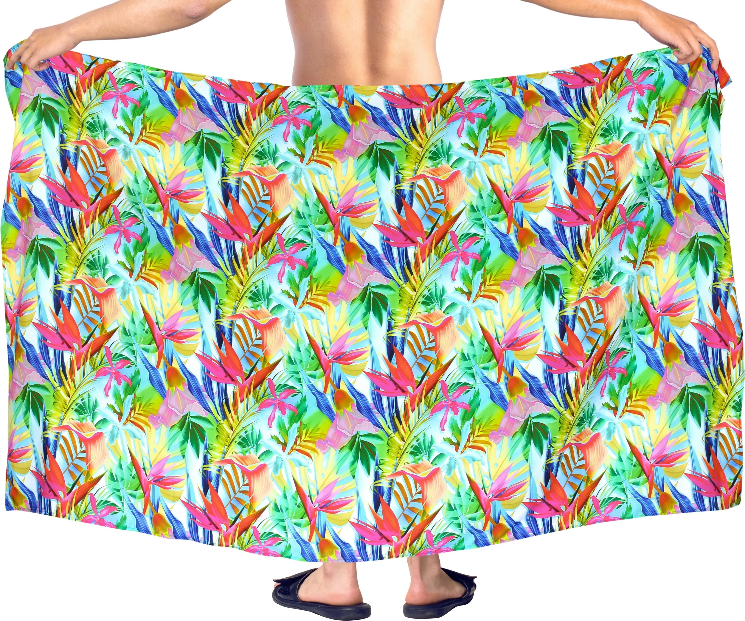 La Leela Women's Hawaiian Bikini Beach Wrap Sheer Sarong Swimming Bathing suit Beachwear Swim Dress Pareo Cover up Long 78"X42"  Green 913589