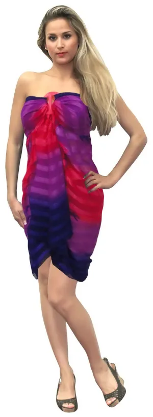 La Leela Women's Hawaiian Bikini Beach Wrap Sheer Sarong Swimming Bathing suit Beachwear Swim Dress Pareo Cover up Long 78"X42"  Multicoloured 100809