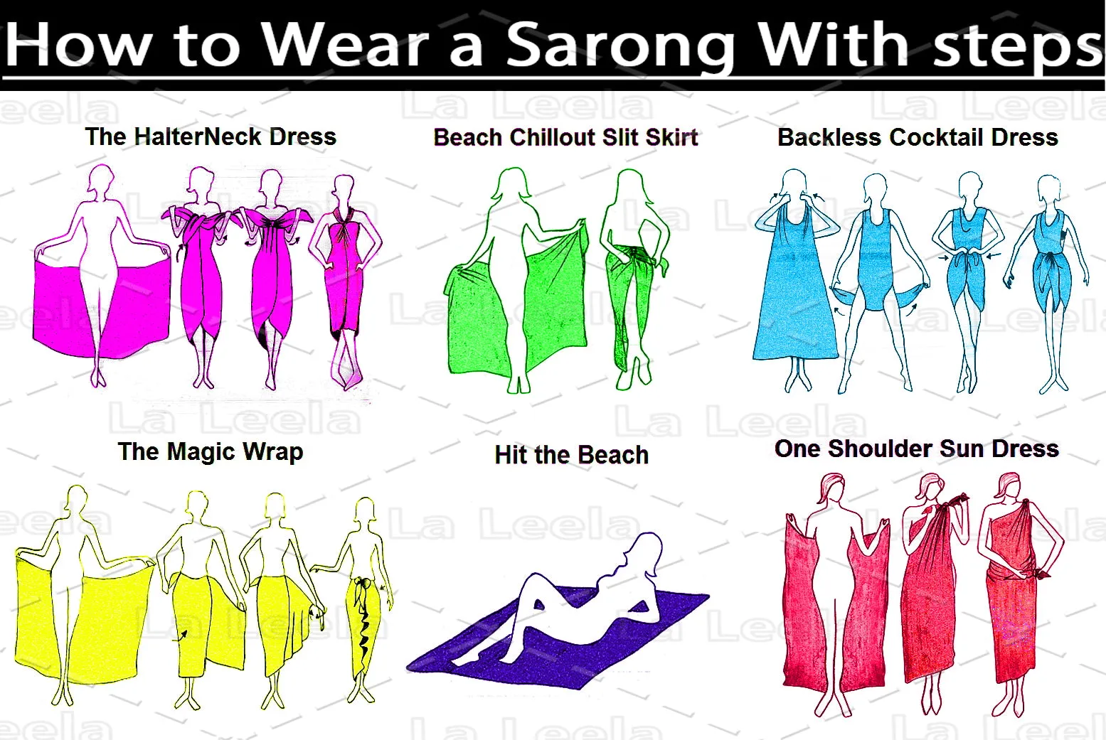 La Leela Women's Hawaiian Bikini Beach Wrap Sheer Sarong Swimming Bathing suit Beachwear Swim Dress Pareo Cover up Long 78"X42"  Multicoloured 100809