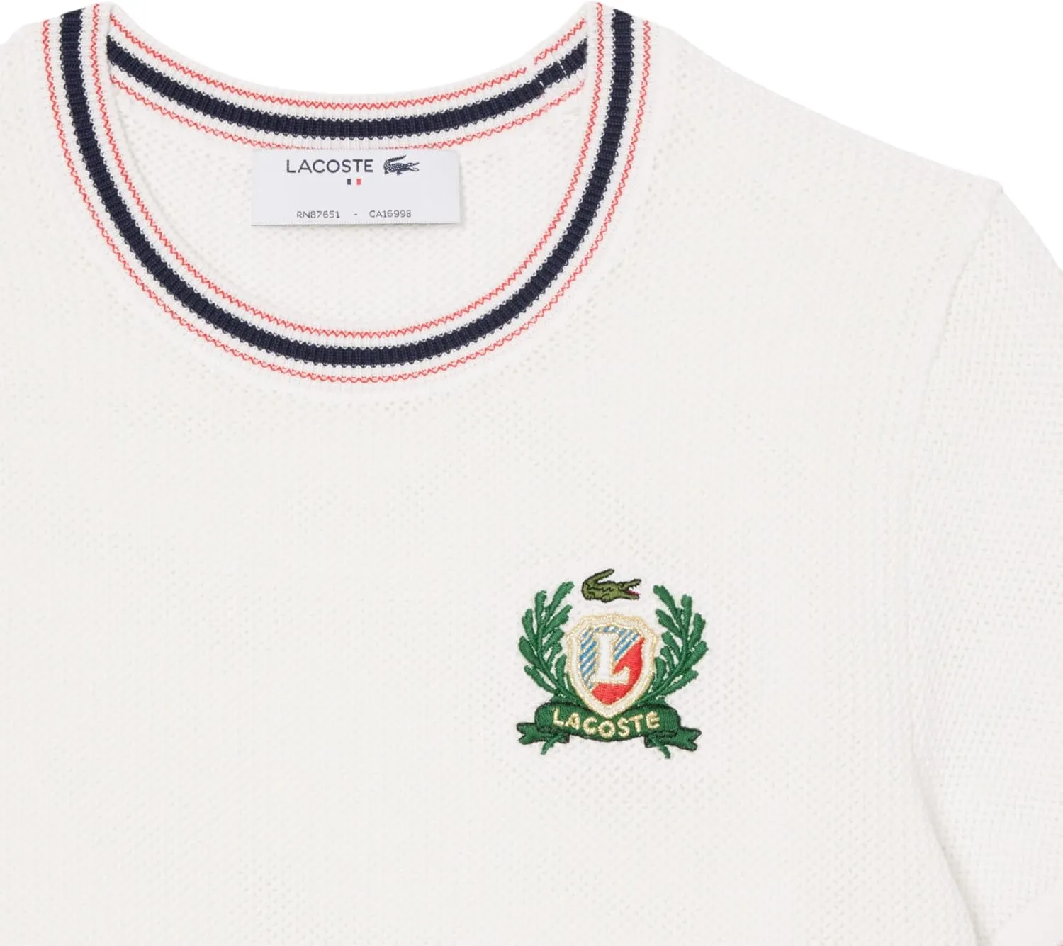 Lacoste womens Made in France Embroidered Shield Sweater
