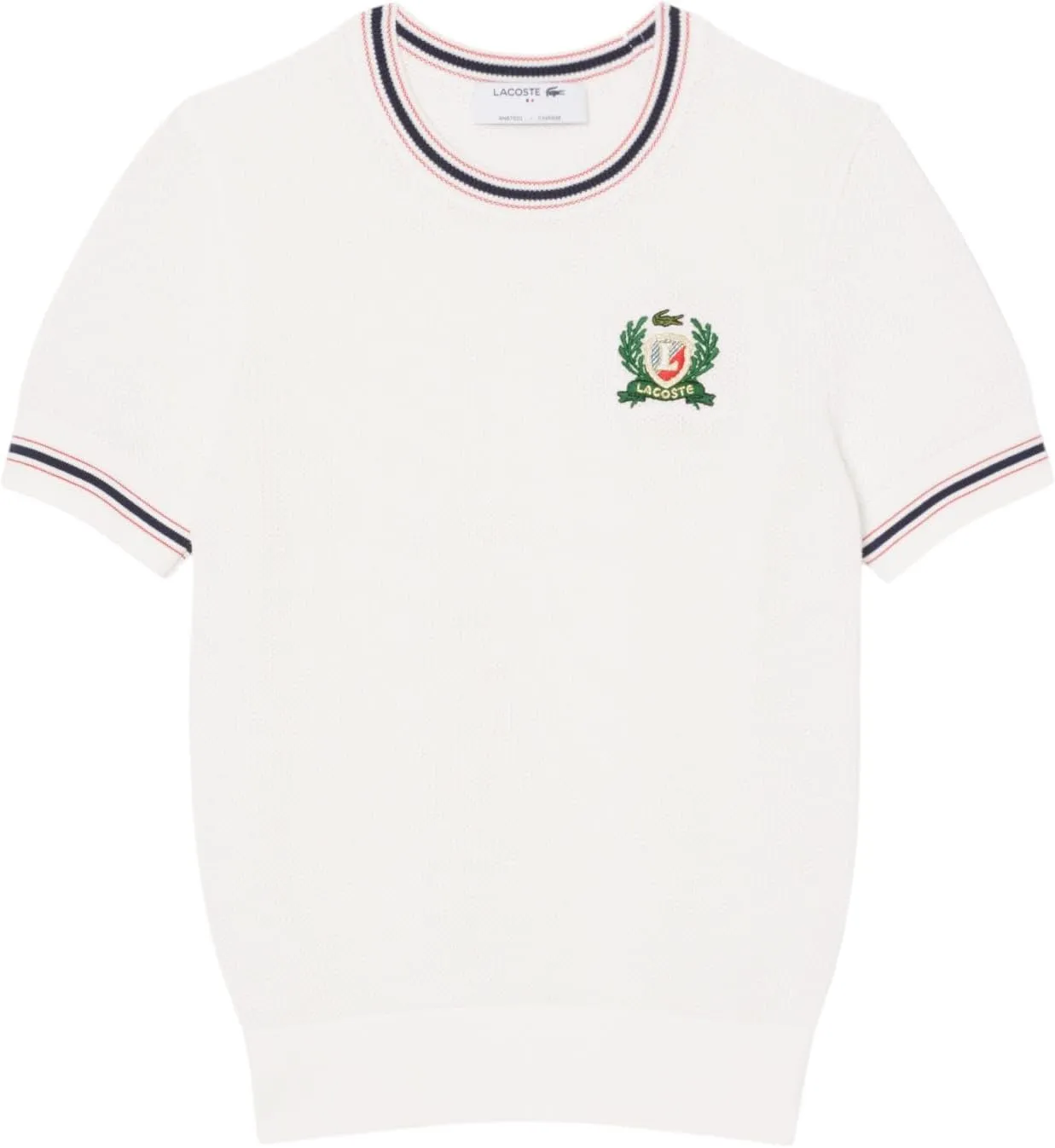 Lacoste womens Made in France Embroidered Shield Sweater