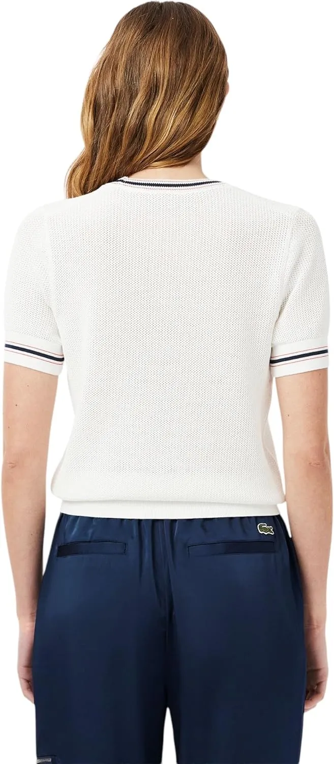 Lacoste womens Made in France Embroidered Shield Sweater