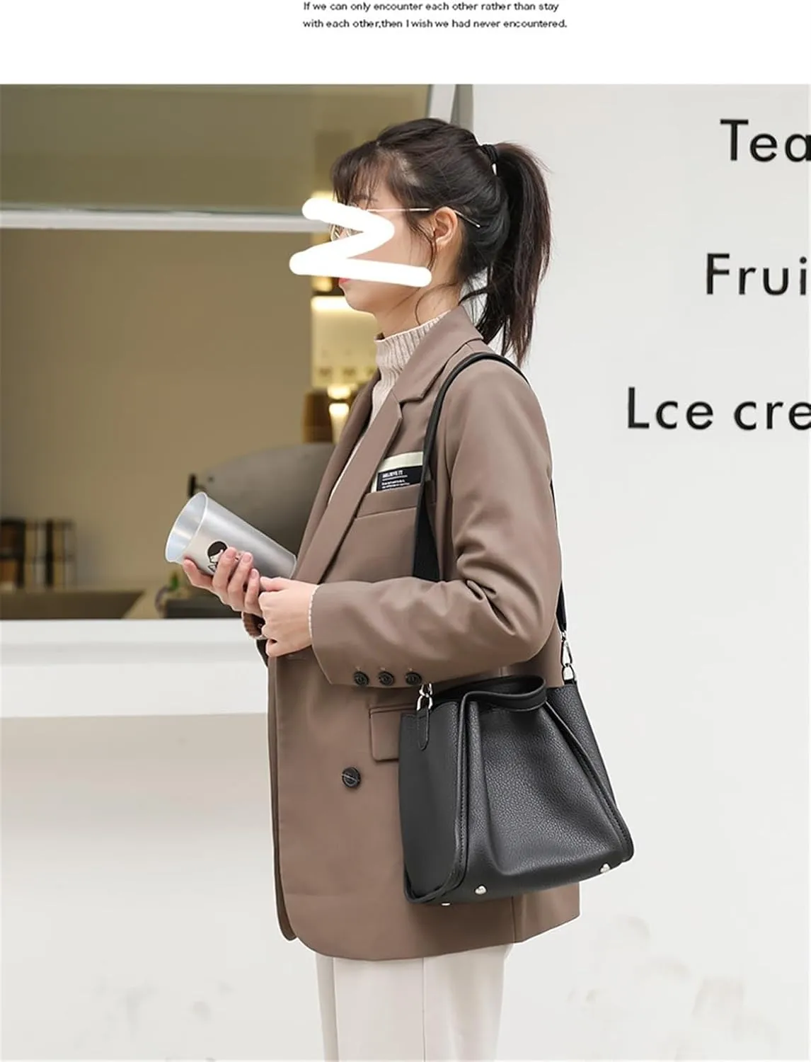 Ladies handbag soft leather bucket bag shoulder crossbody bag