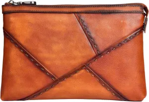 Large Clutch Bag for Men Upscale Vegetable Tanned Leather Business Handbag Versatile Organizer Fashion Wrist Wallet