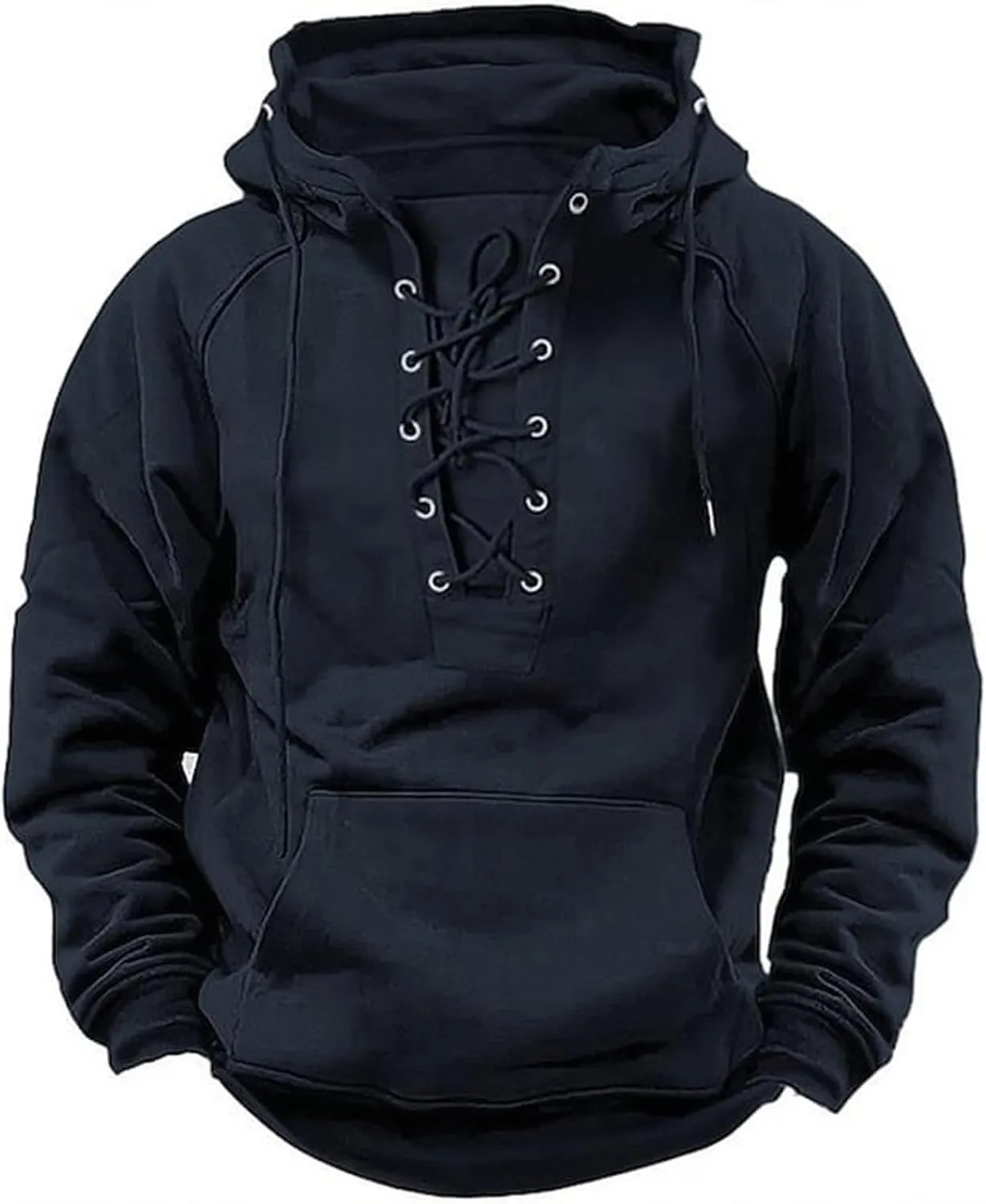 LCMTWX Zip Up Hoodie Men Winter Vintage Long Sleeve Hoodie Half Zipper Hooded Sweatshirt Top Workwear Multi Pocket Outdoor