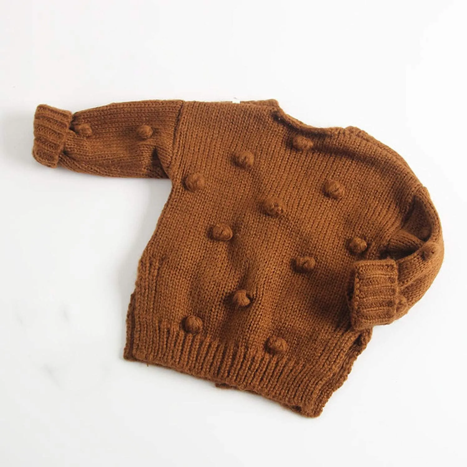 Lefyira Toddler Baby Girl Knit Cardigan Sweaters Open Front Pompom Knitwear Jacket Button Down Solid Knitted Outwear