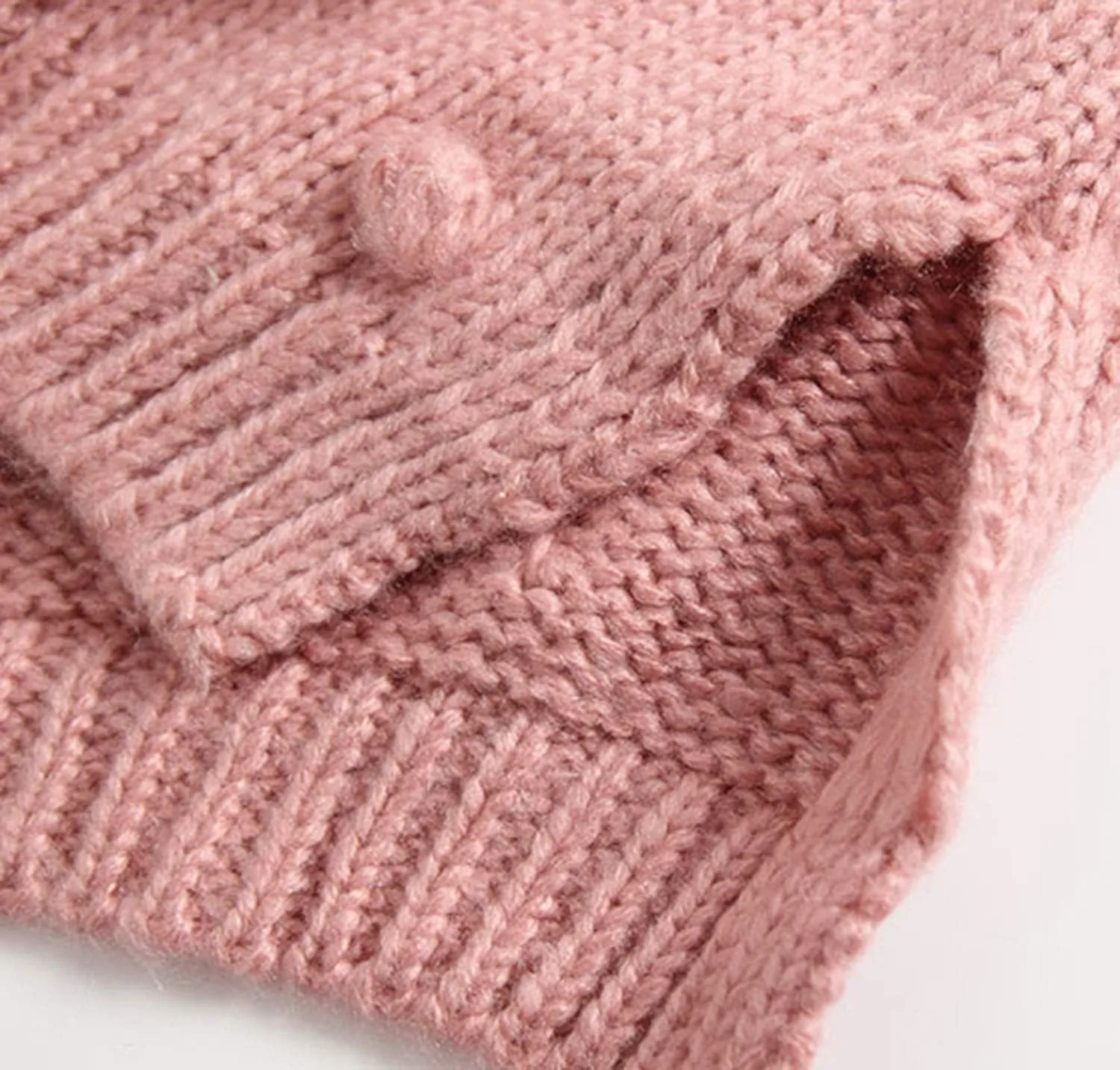 Lefyira Toddler Baby Girl Knit Cardigan Sweaters Open Front Pompom Knitwear Jacket Button Down Solid Knitted Outwear