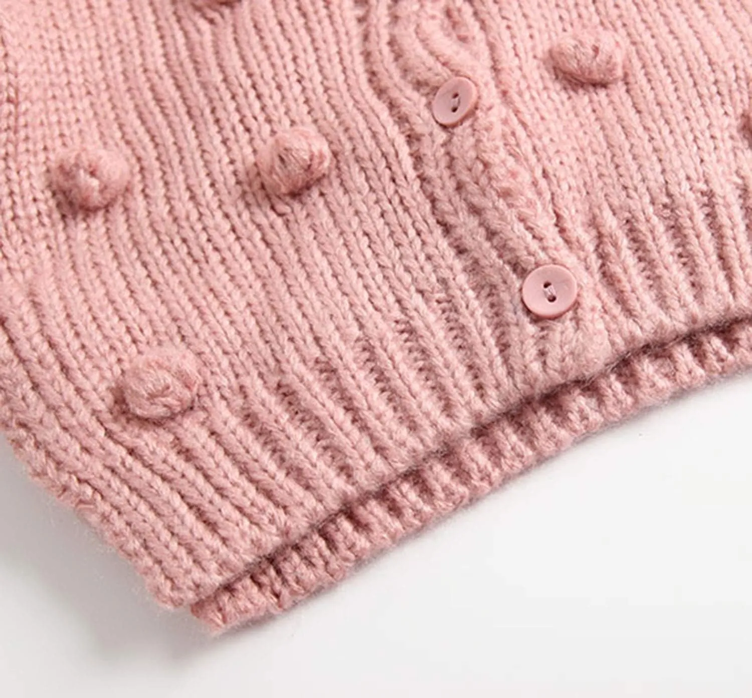Lefyira Toddler Baby Girl Knit Cardigan Sweaters Open Front Pompom Knitwear Jacket Button Down Solid Knitted Outwear