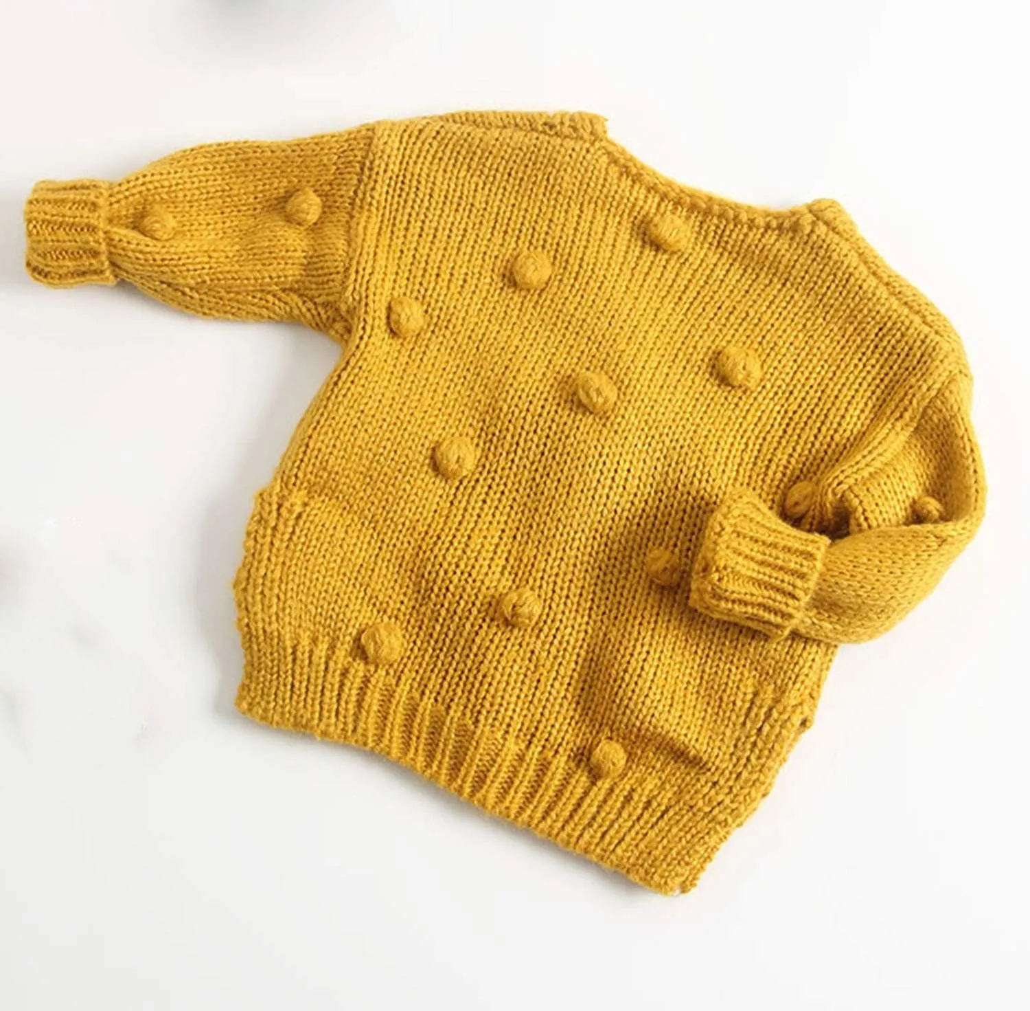 Lefyira Toddler Baby Girl Knit Cardigan Sweaters Open Front Pompom Knitwear Jacket Button Down Solid Knitted Outwear