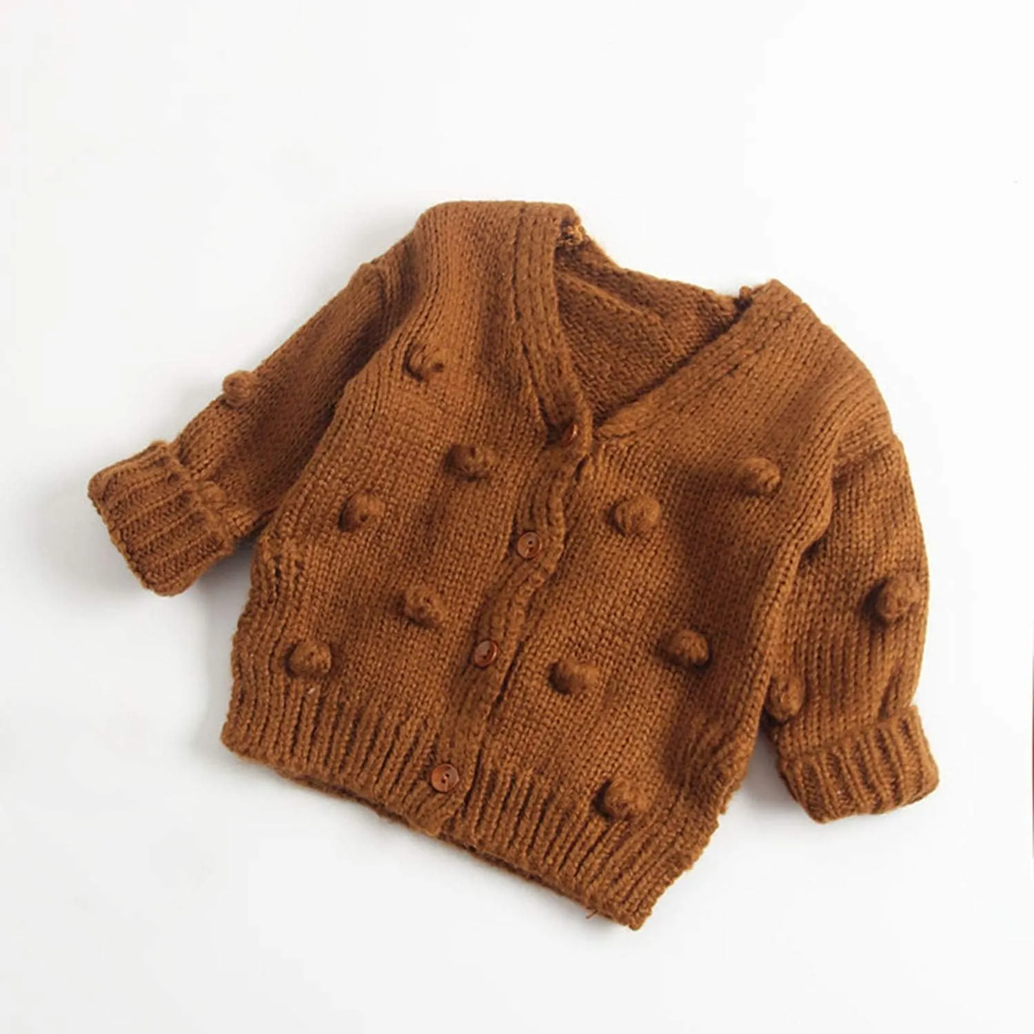 Lefyira Toddler Baby Girl Knit Cardigan Sweaters Open Front Pompom Knitwear Jacket Button Down Solid Knitted Outwear