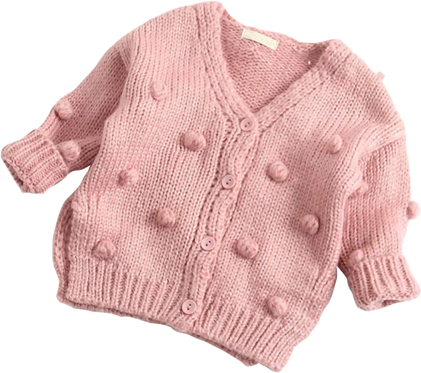 Lefyira Toddler Baby Girl Knit Cardigan Sweaters Open Front Pompom Knitwear Jacket Button Down Solid Knitted Outwear