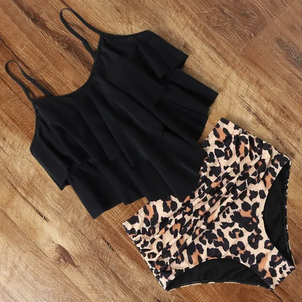 Leopard Bikini 2020 High Waist Bikini Animal Print Tankini Floral Swimsuit Brazilian Ruffle Swimsuit Plus Size Swimwear Women