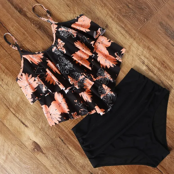 Leopard Bikini 2020 High Waist Bikini Animal Print Tankini Floral Swimsuit Brazilian Ruffle Swimsuit Plus Size Swimwear Women