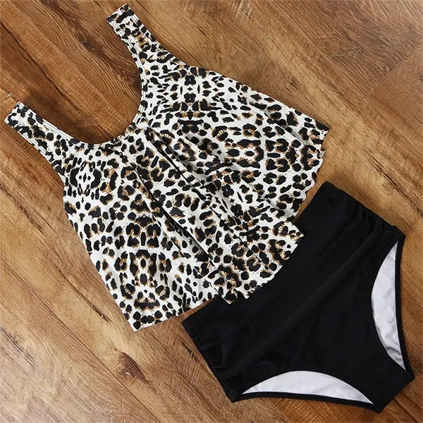 Leopard Bikini 2020 High Waist Bikini Animal Print Tankini Floral Swimsuit Brazilian Ruffle Swimsuit Plus Size Swimwear Women