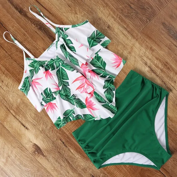 Leopard Bikini 2020 High Waist Bikini Animal Print Tankini Floral Swimsuit Brazilian Ruffle Swimsuit Plus Size Swimwear Women