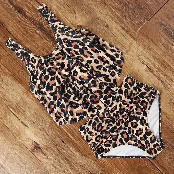 Leopard Bikini 2020 High Waist Bikini Animal Print Tankini Floral Swimsuit Brazilian Ruffle Swimsuit Plus Size Swimwear Women